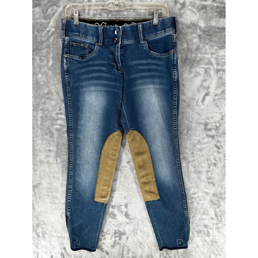 Goode‎ Rider Womens Denim Breeches Riding Pants Size 30R Tan Knee Patches